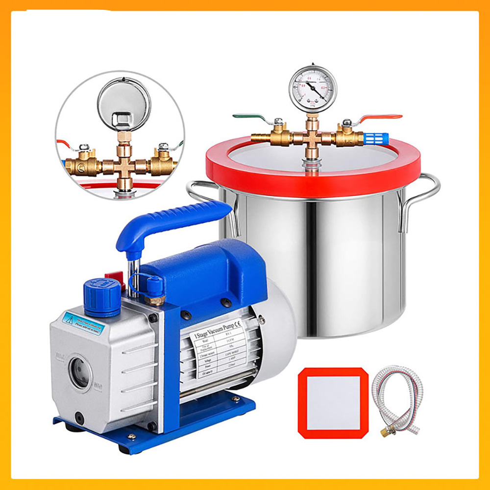 Vacuum Chamber Kit With Pump - Kit Pompa per Vuoto Monostadio 3.5cfm